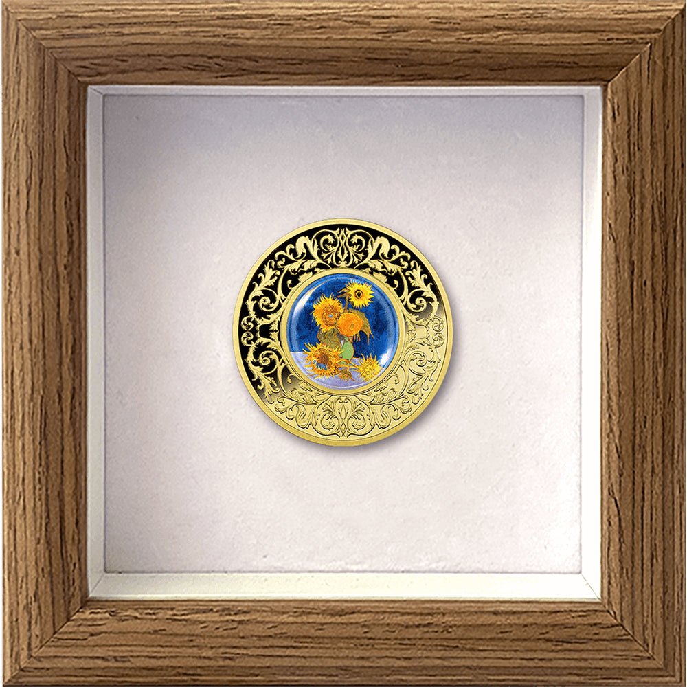 2025 Vincent Van Gogh - Sunflowers Silver Gilded Proof Coin Case