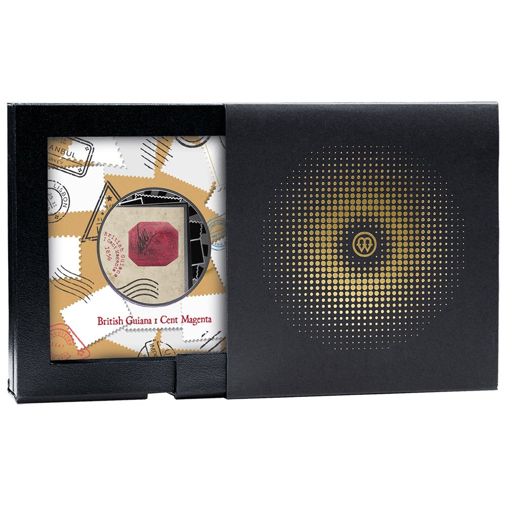 2025 World's Most Expensive Stamps - British Guiana 1 Cent Magenta Silver Proof Coin Shipper