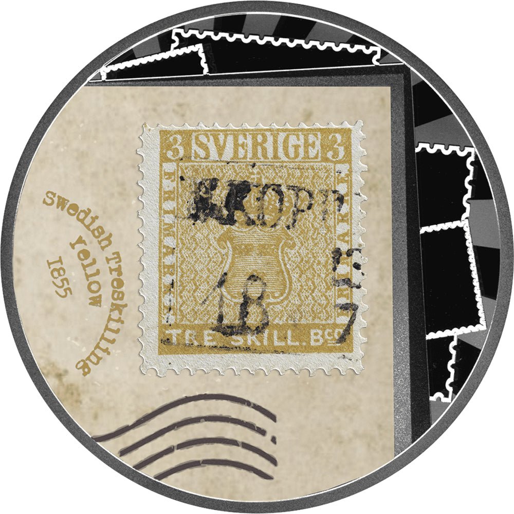 2025 World's Most Expensive Stamps - Swedish Treskilling Yellow Silver Proof Coin