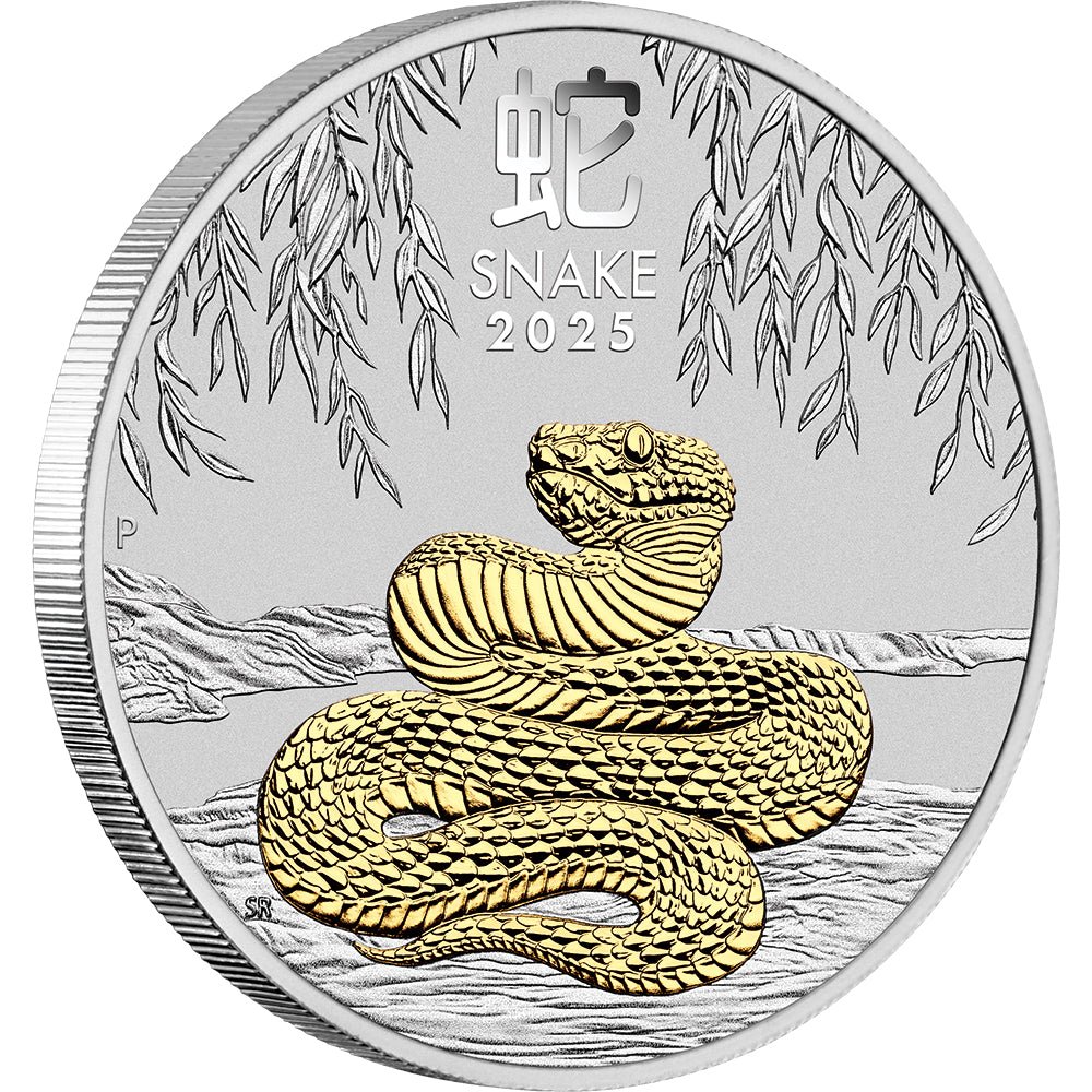 2025 Year Of The Snake 1oz Silver Gilded Coin - Direct Coins