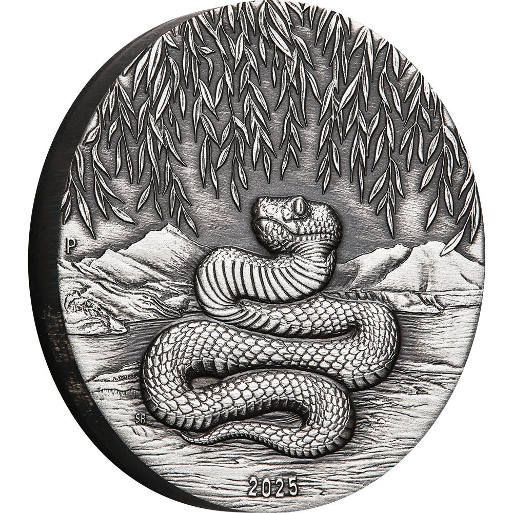 2025 Year Of The Snake 2oz Silver Antiqued Coin - Direct Coins