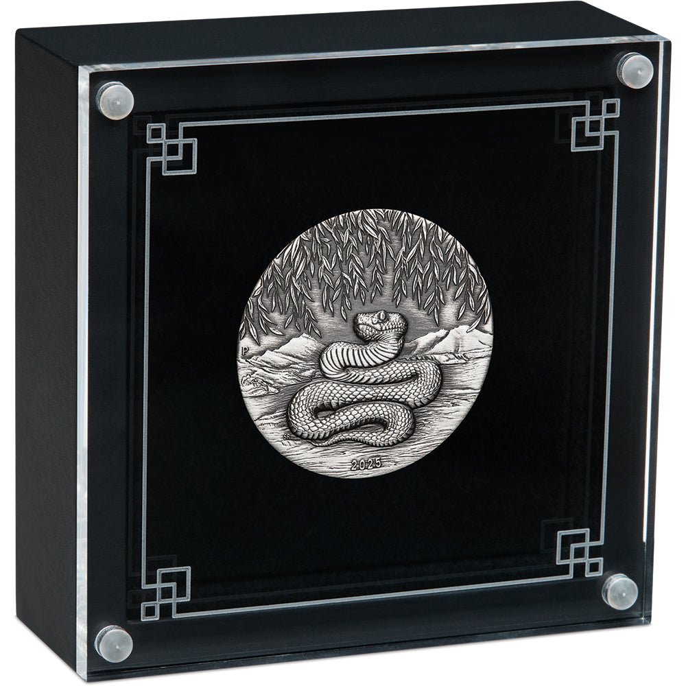 2025 Year Of The Snake 2oz Silver Antiqued Coin - Direct Coins