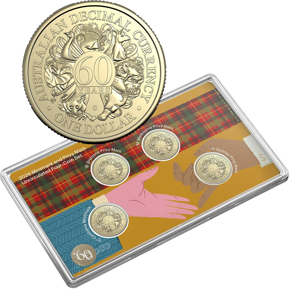 2026 $1 60th Anniversary Of Decimal Currency Mintmark & Privy Uncirculated 4 - Coin Set - Direct Coins
