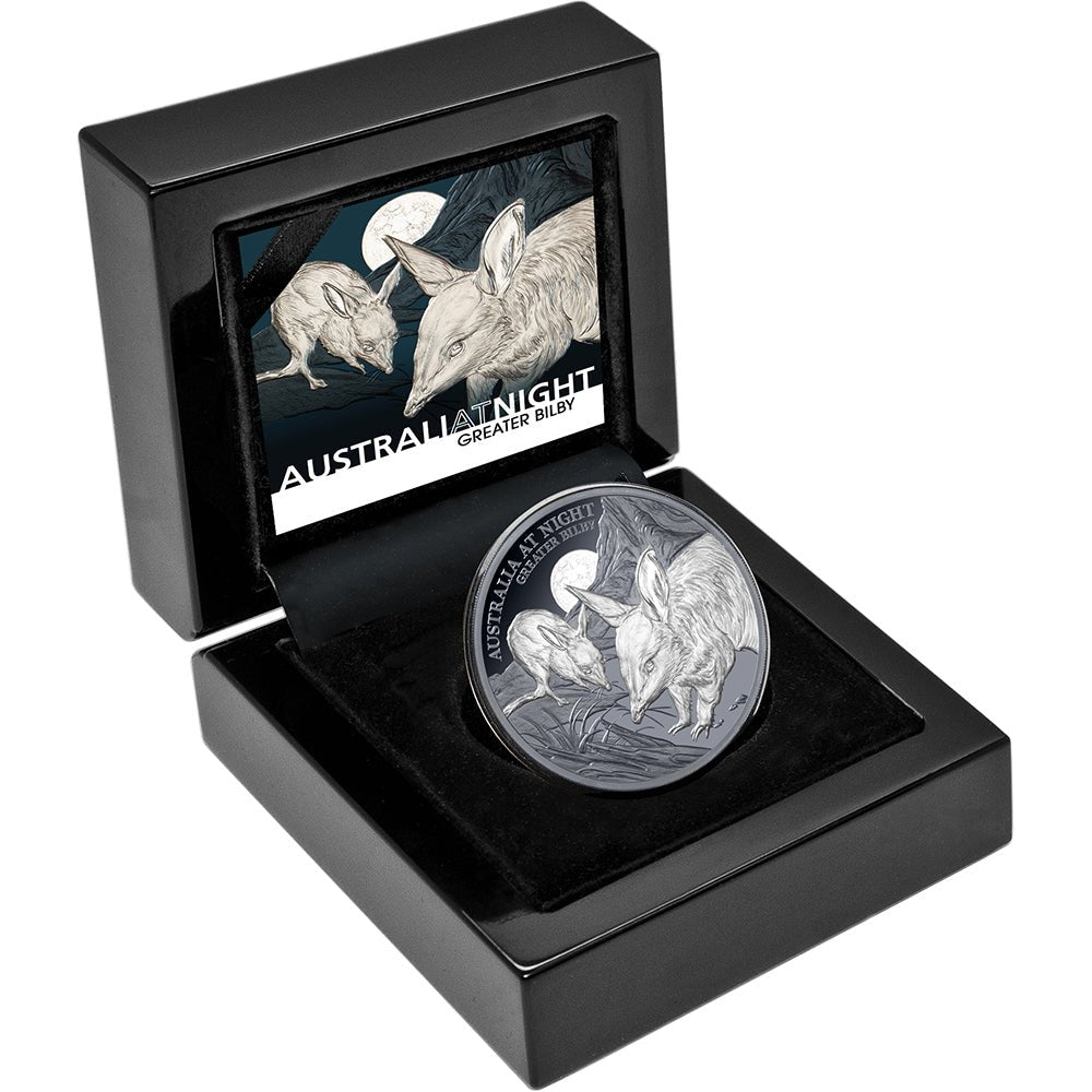 2026 $1 Australia At Night - Greater Bilby 1oz Silver Black Proof Coin Case