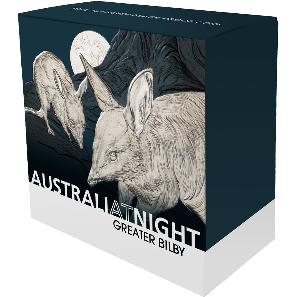 2026 $1 Australia At Night - Greater Bilby 1oz Silver Black Proof Coin Shipper