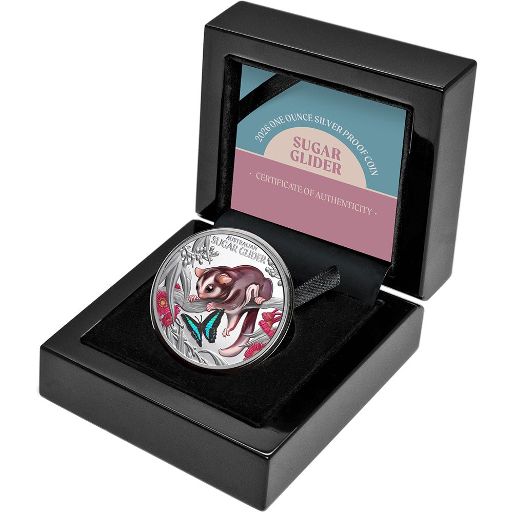 2026 $1 Baby Sugar Glider 1oz Silver Proof Coin Case