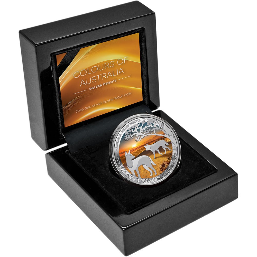 2026 $1 Colours Of Australia - Golden Deserts 1oz Silver Proof Coin Case