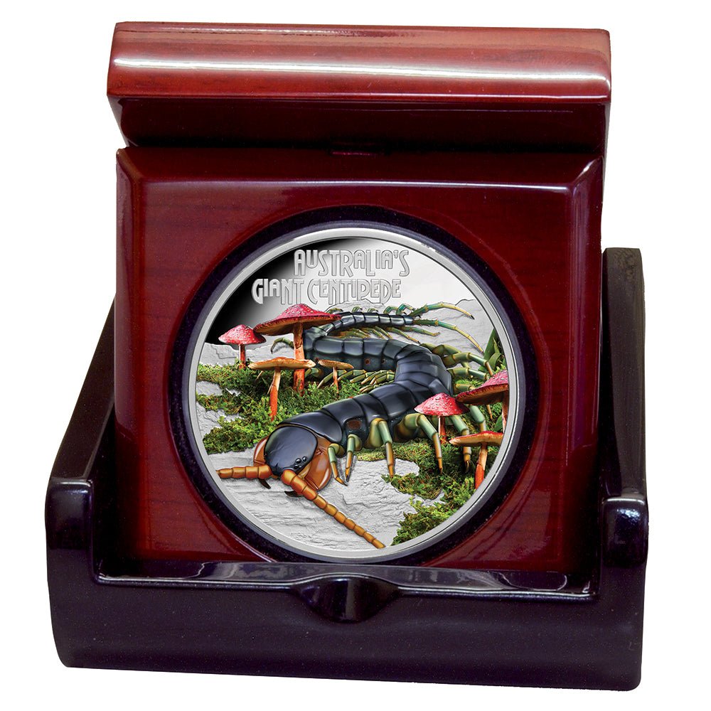 2026 $1 Deadly & Dangerous - Giant Centipede 1oz Silver Proof Coin Case