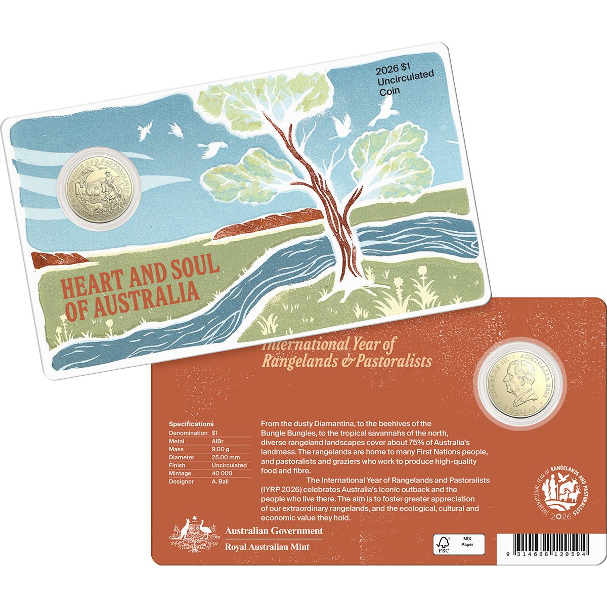 2026 $1 Heart And Soul Of Australia Uncirculated Coin Card