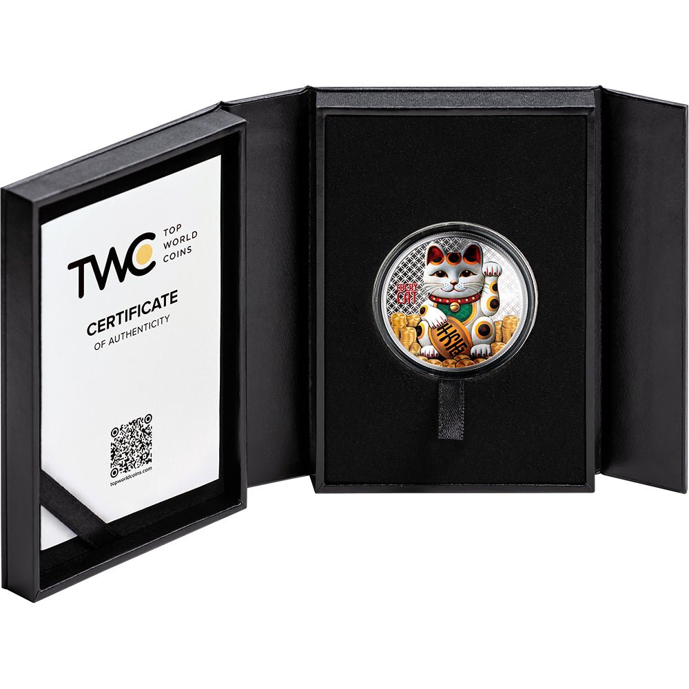 2026 $1 Lucky Coin - Maneki-Neko 1/2oz Silver Proof Coin Case