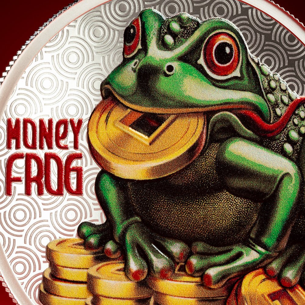 2026 $1 Lucky Coin - Money Frog 1/2oz Silver Proof Coin Detail