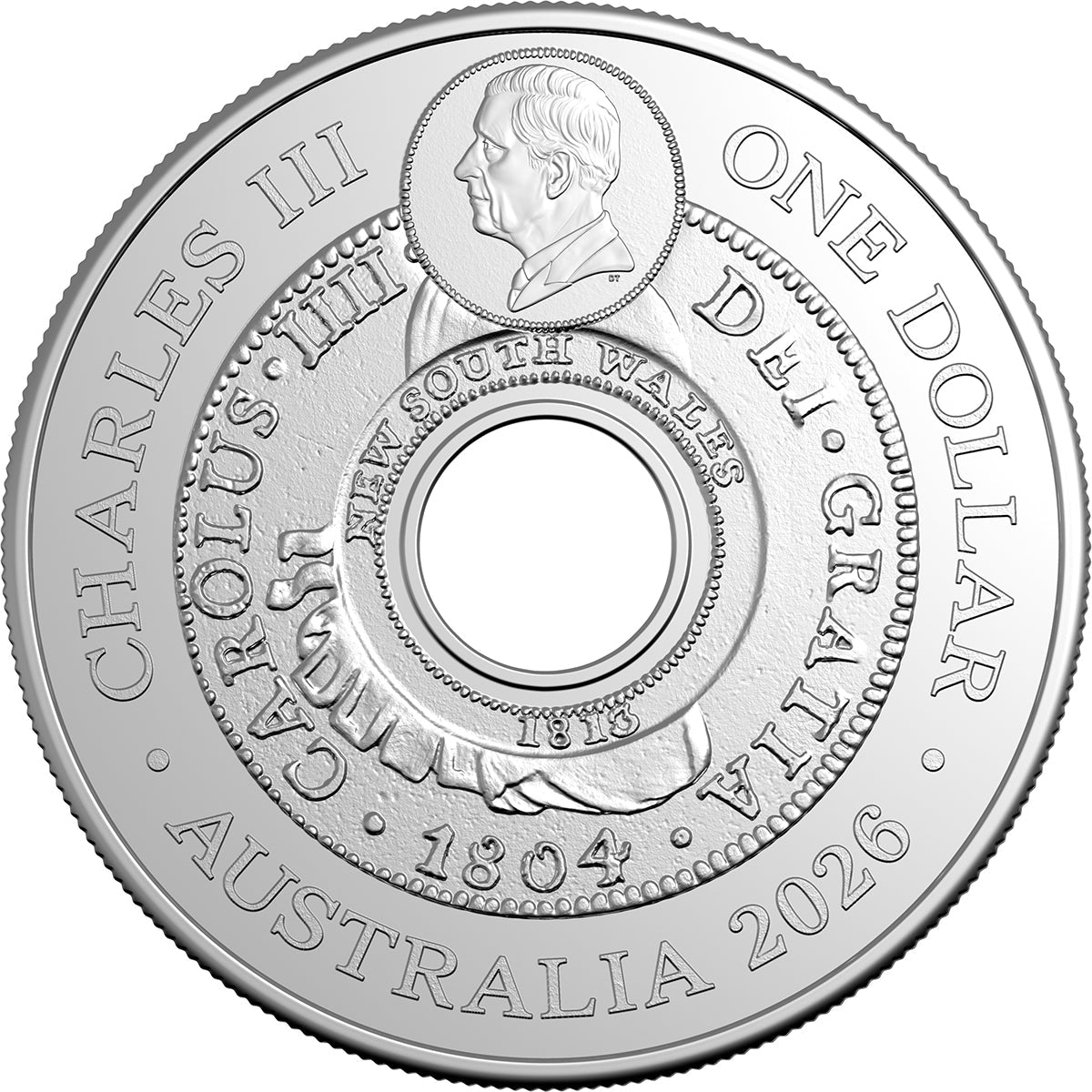 2026 $1 Origins Of Australian Coin - Holey Dollar Uncirculated Coin Obverse