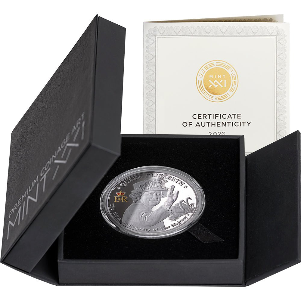 2026 $1 Queen Elizabeth II - 100th Anniversary Of Her Majesty’s Birth 1oz Silver Coin Case