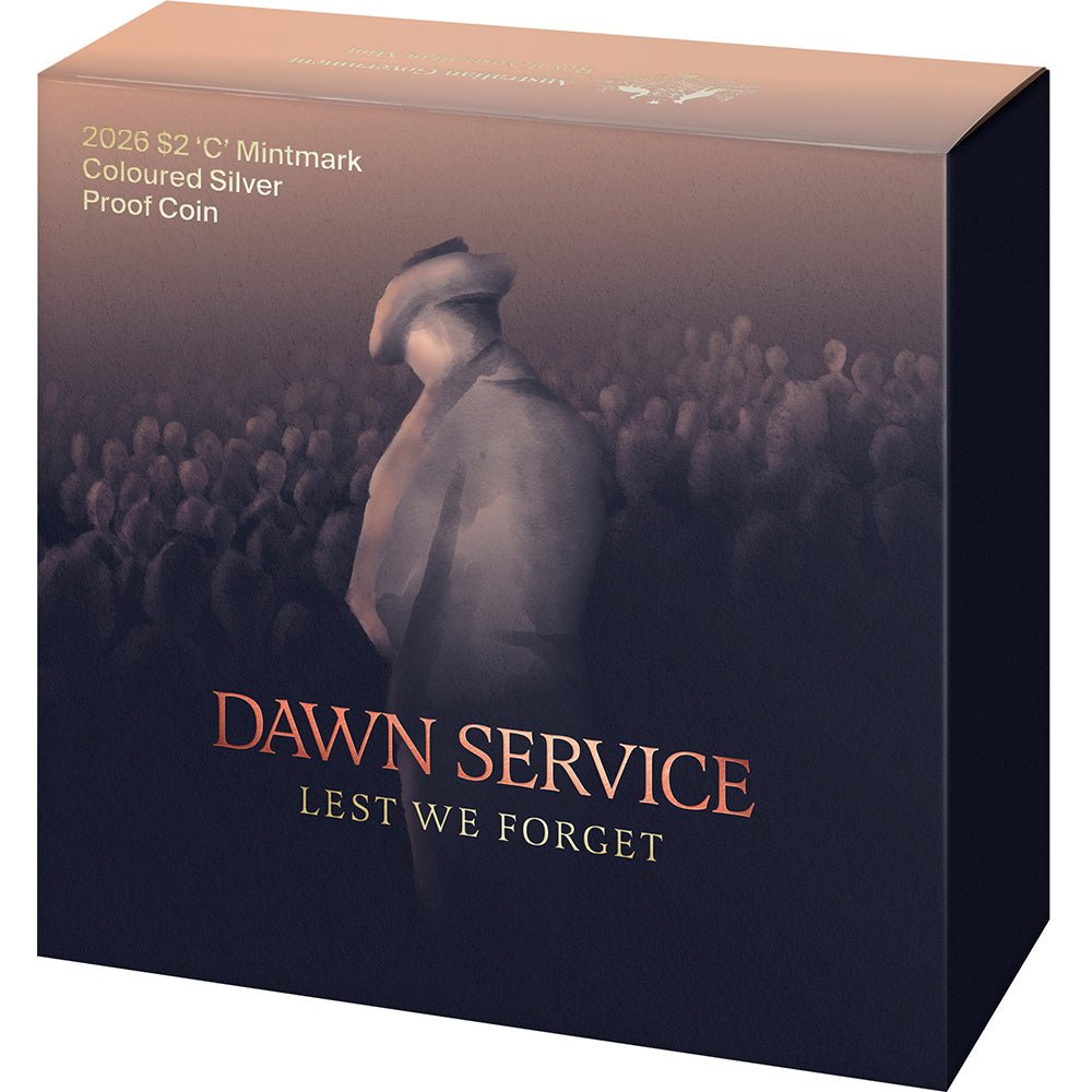 2026 $2 Dawn Service ‘C’ Mintmark Coloured Silver Proof Coin Shipper
