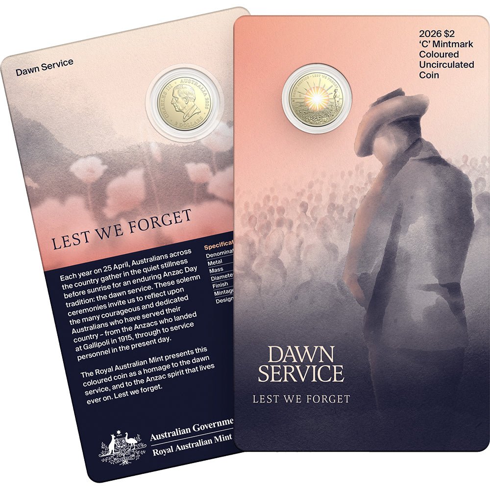 2026 $2 Dawn Service 'C' Mintmark Coloured Uncirculated Coin Card