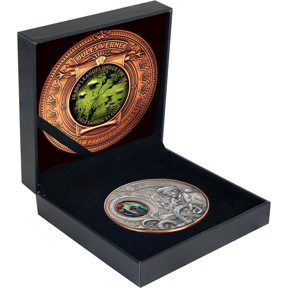 2026 20,000 Leagues Under The Sea High Relief Rotating Silver & Copper Bimetal Coin Case