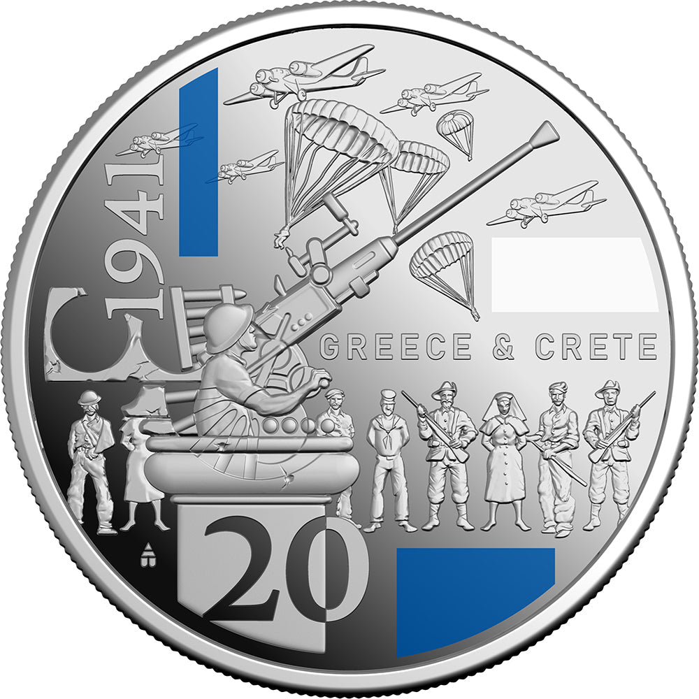 2026 20c 1941: Strife Amid Service - Greece & Crete Coloured Silver Proof Coin