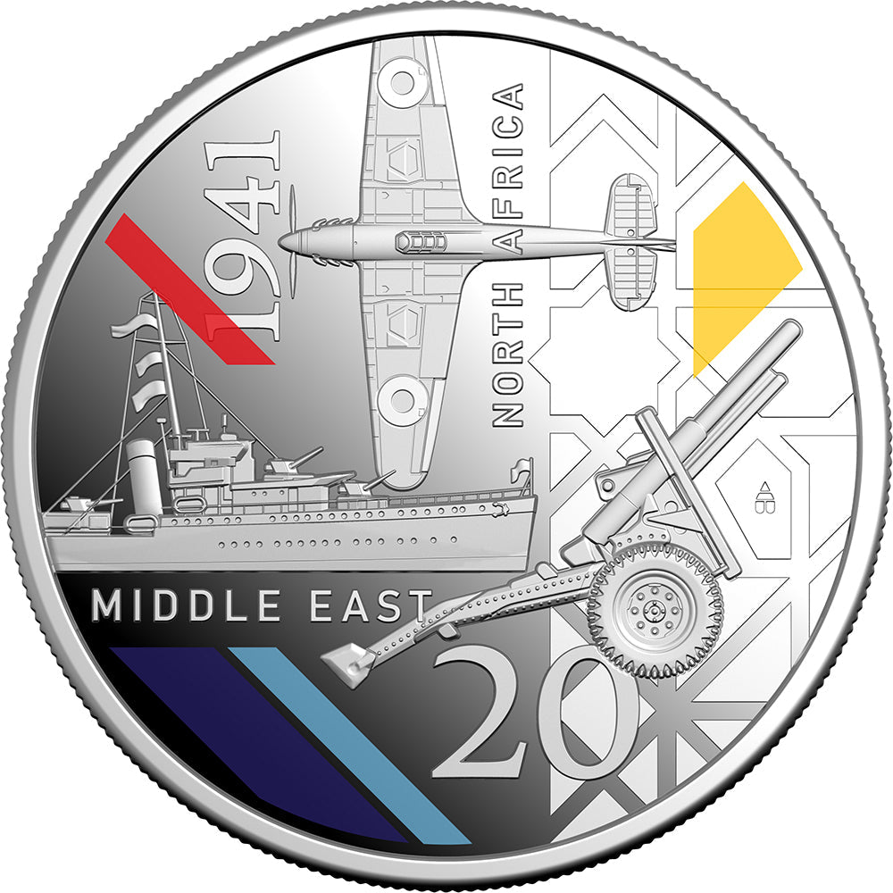 2026 20c 1941: Strife Amid Service - North Africa & Middle East Coloured Silver Proof Coin