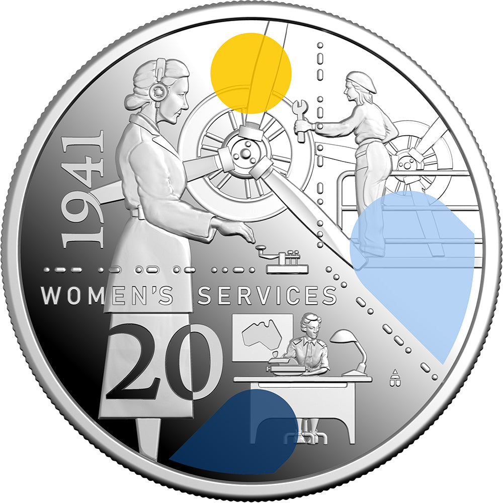 2026 20c 1941: Strife Amid Service - Women's Service Coloured Silver Proof Coin
