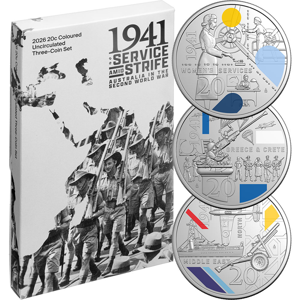 2026 20c 1941: Strife Amid Service Coloured Uncirculated Three-Coin Set
