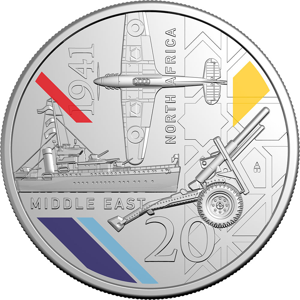 2026 20c 1941: Strife Amid Service - North Africa & Middle East Coloured Uncirculated Coin