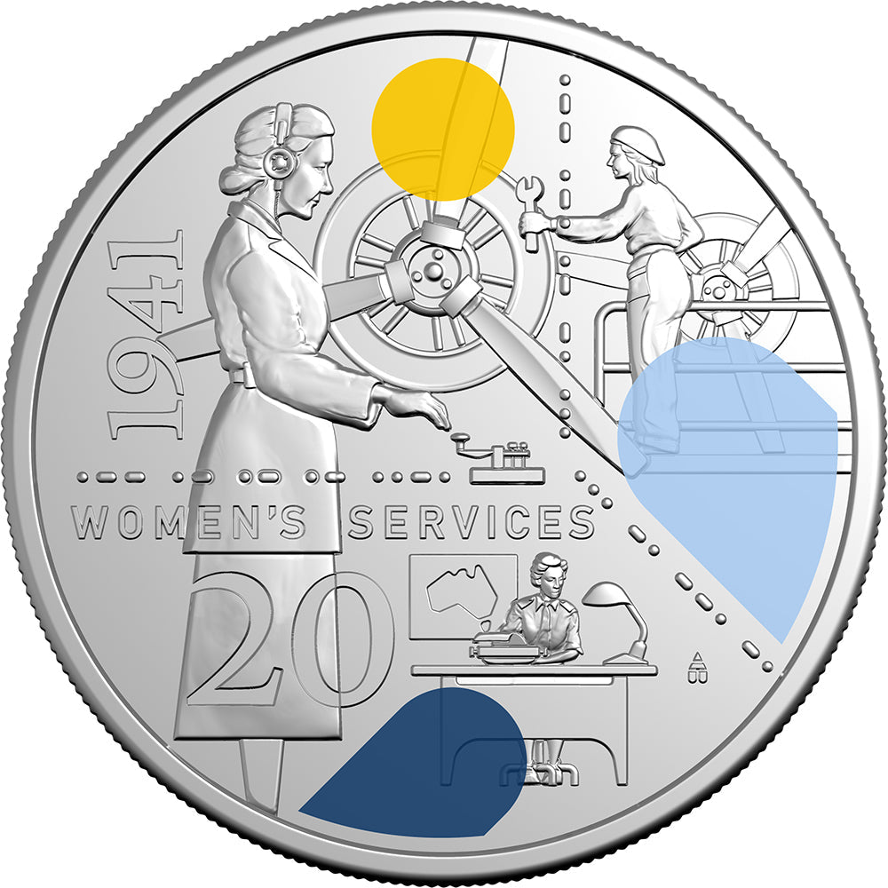2026 20c 1941: Strife Amid Service - Women’s Services Coloured Uncirculated Coin
