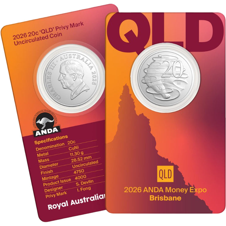 2026 20c ANDA Money Expo 'QLD' Privy Mark Uncirculated Coin Card