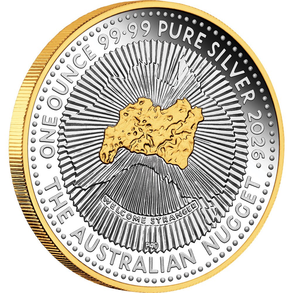 2026 40th Anniversary Of The Australian Nugget 1oz Silver Proof Gilded Coin