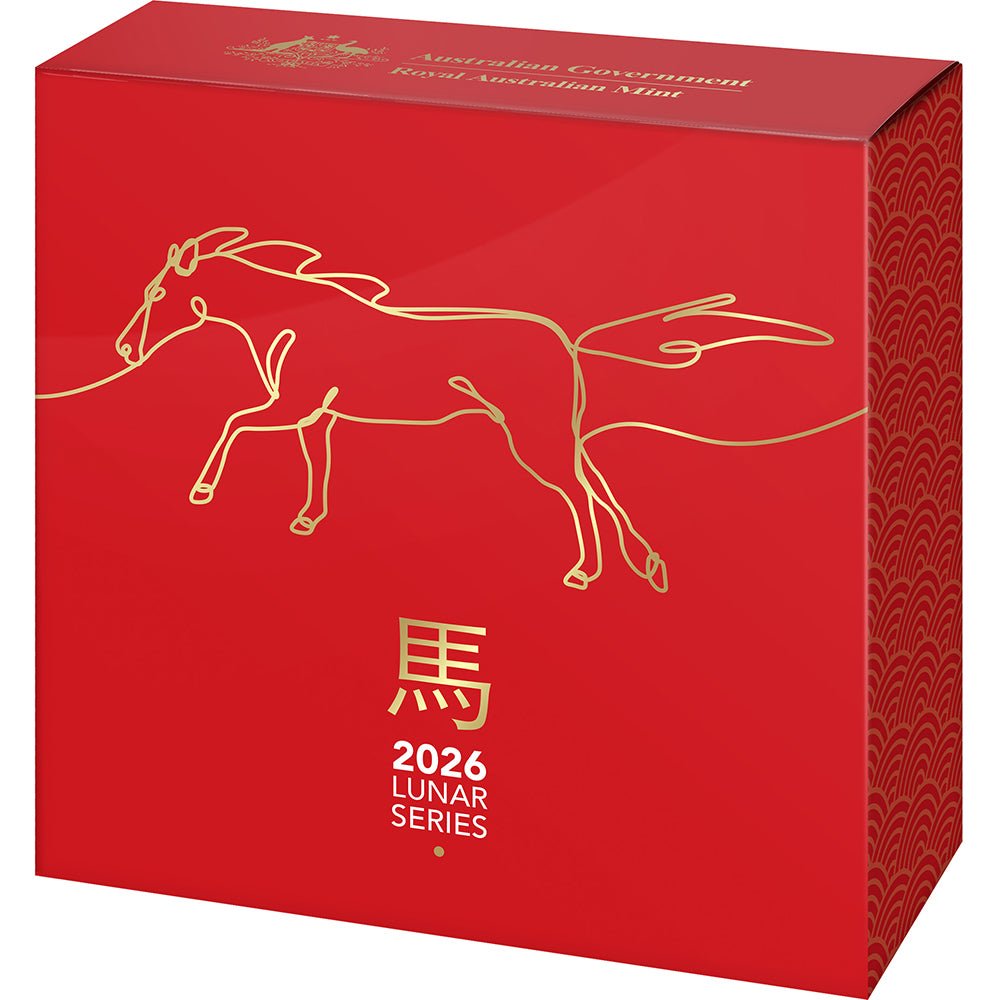 2026 $5 Lunar Series - Year Of The Horse Silver Proof Domed Coin Shipper