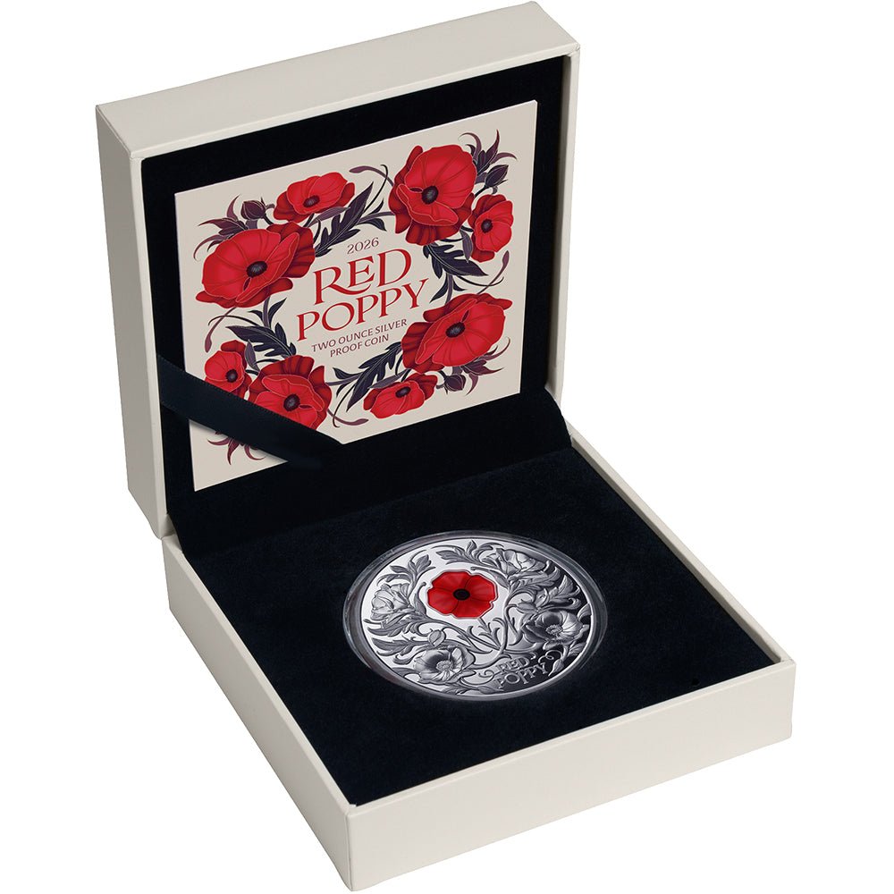 2026 $5 Red Poppy Window 2oz Silver Proof Coin Case