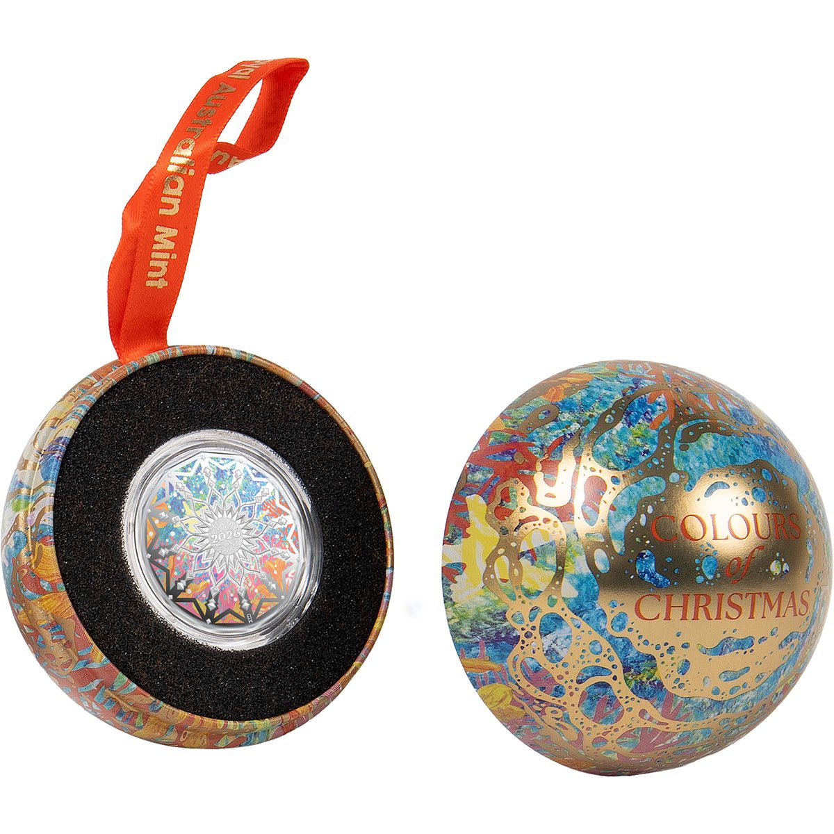 2026 50c Christmas Decoration Coloured Silver Proof Coin Bauble