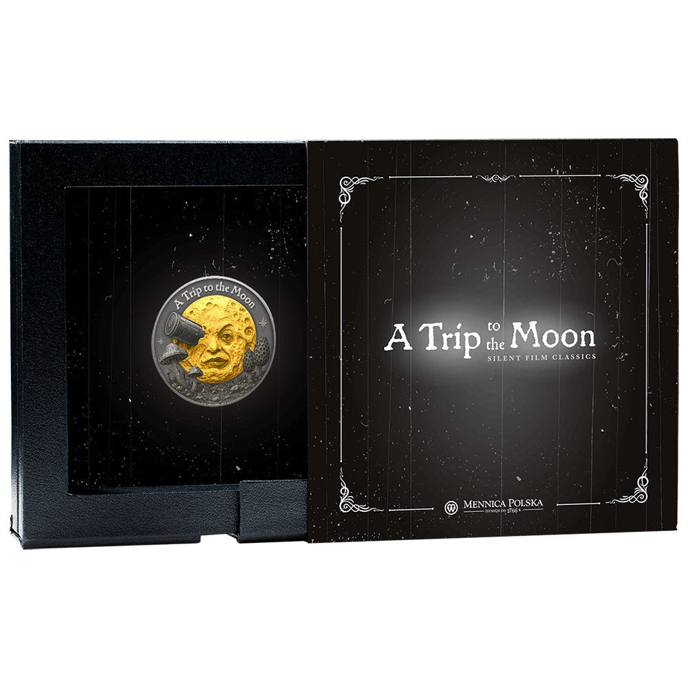 2026 A Trip To The Moon - Silent Film Classics 1oz Silver Gilded Proof Coin Shipper