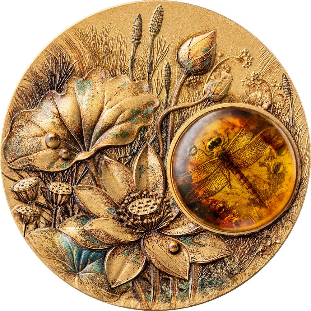 2026 Amber Mirage - Dragonfly 2oz Silver Gold Plated Coin