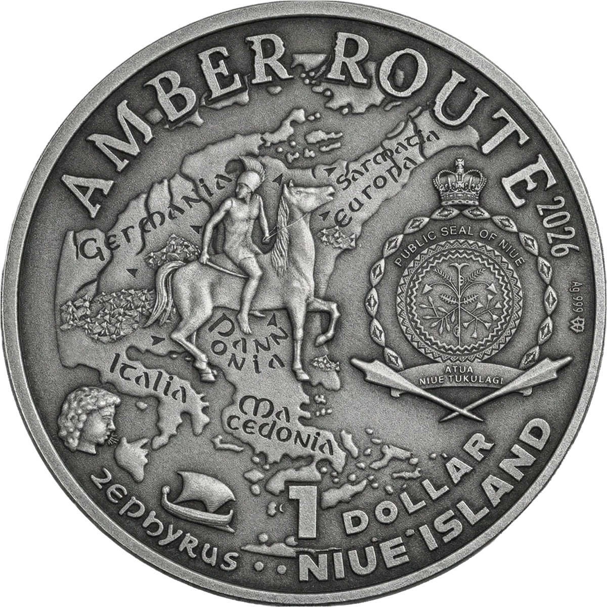 2026 Amber Route - Austria Silver Antique Coin Obverse