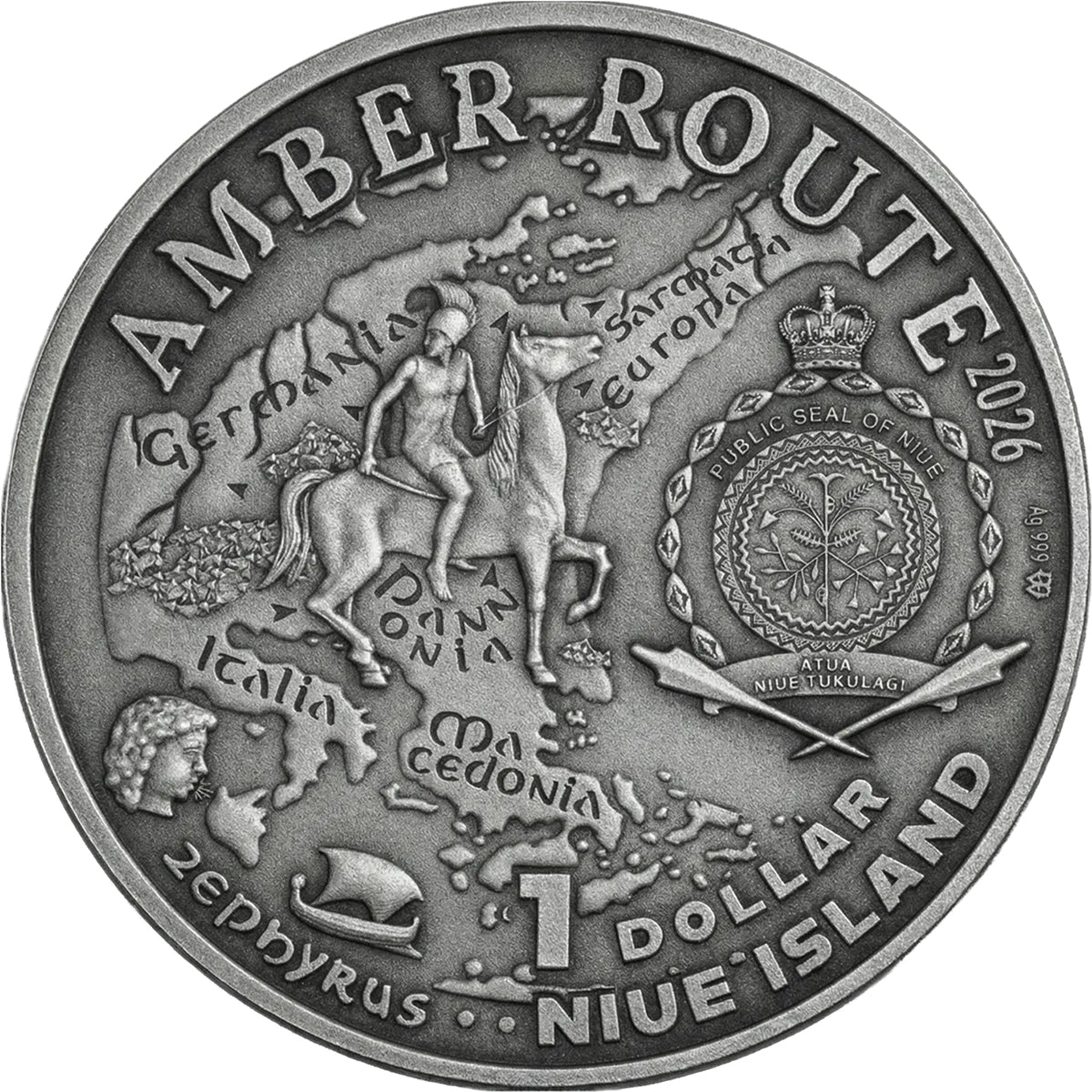 2026 Amber Route - Czechia Silver Antique Coin Obverse