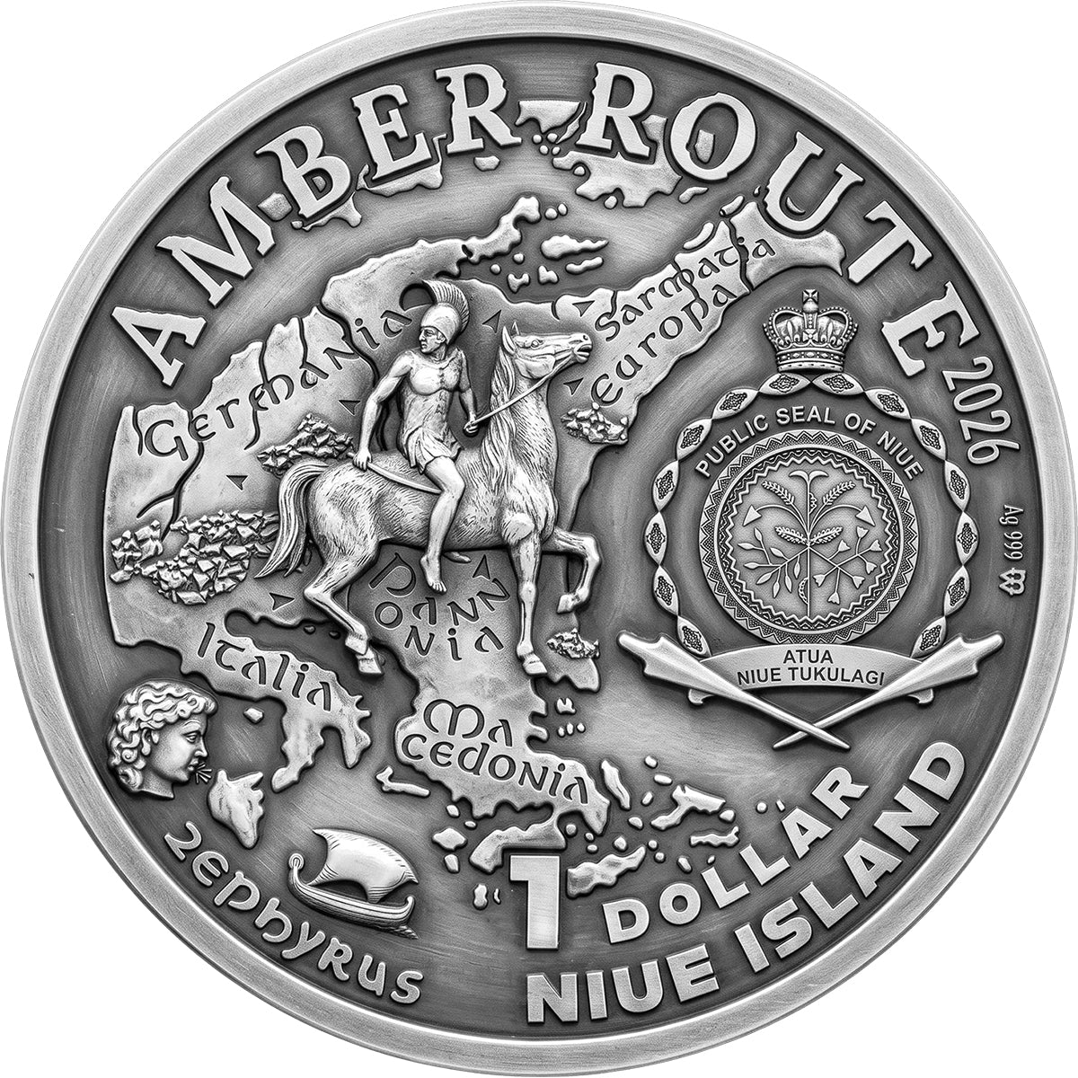 2026 Amber Route - Poland Silver Antique Coin Obverse