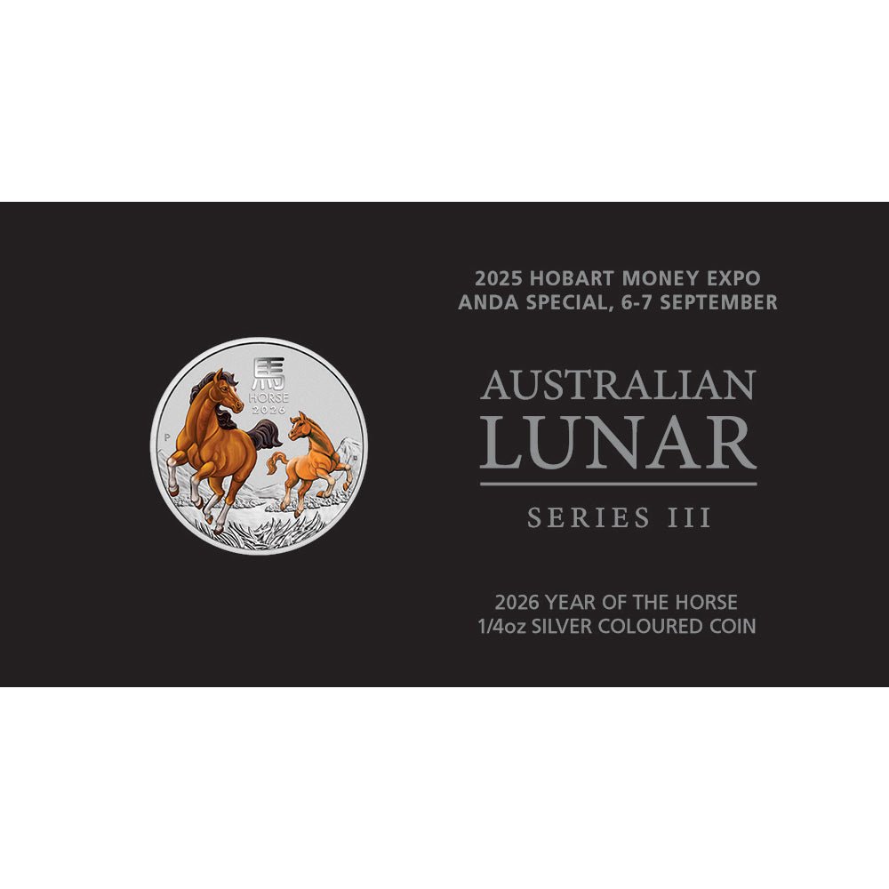 2026 ANDA Hobart - Year Of The Horse 1/4oz Silver Coloured Coin In Card