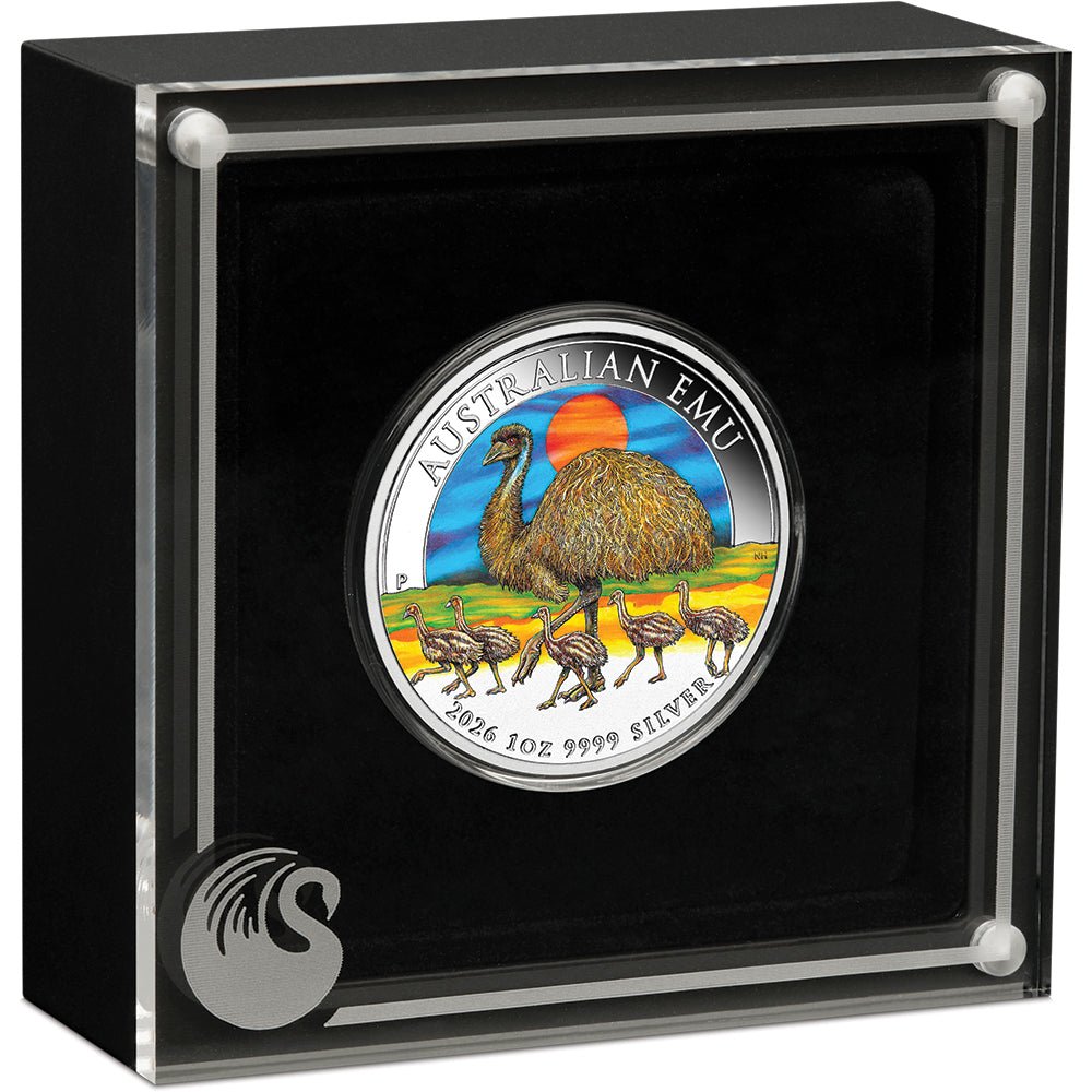 2026 Australian Emu 1oz Silver Coloured Coin Case