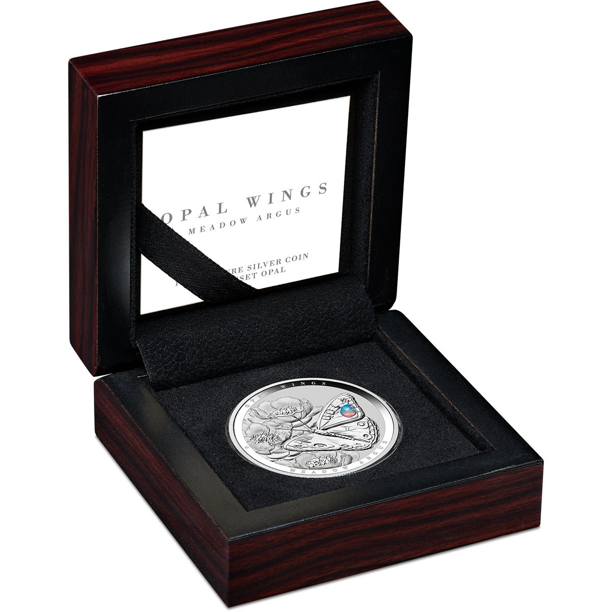 2026 Australian Opal Wings - Meadow Argus 1oz Silver Proof Coin With Opal Insert Case