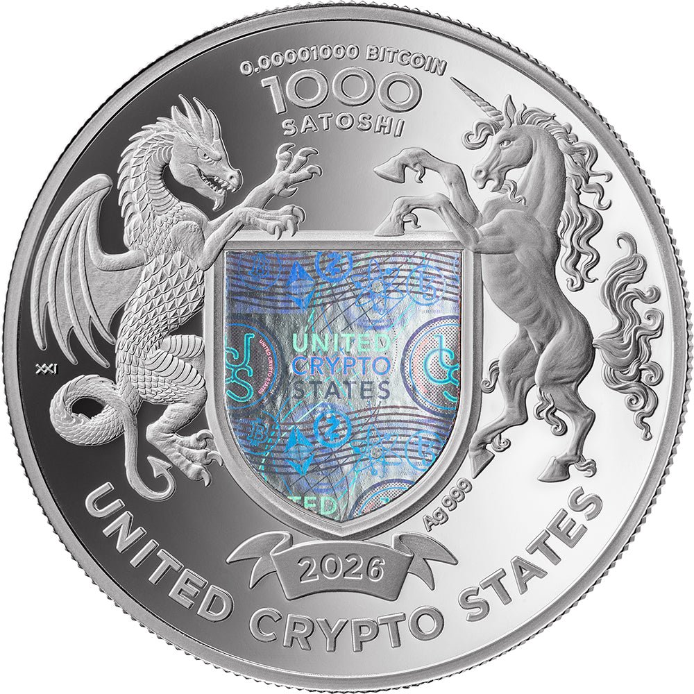 2026 Bull 1oz Silver Proof Coin - 1000 satoshi Obverse