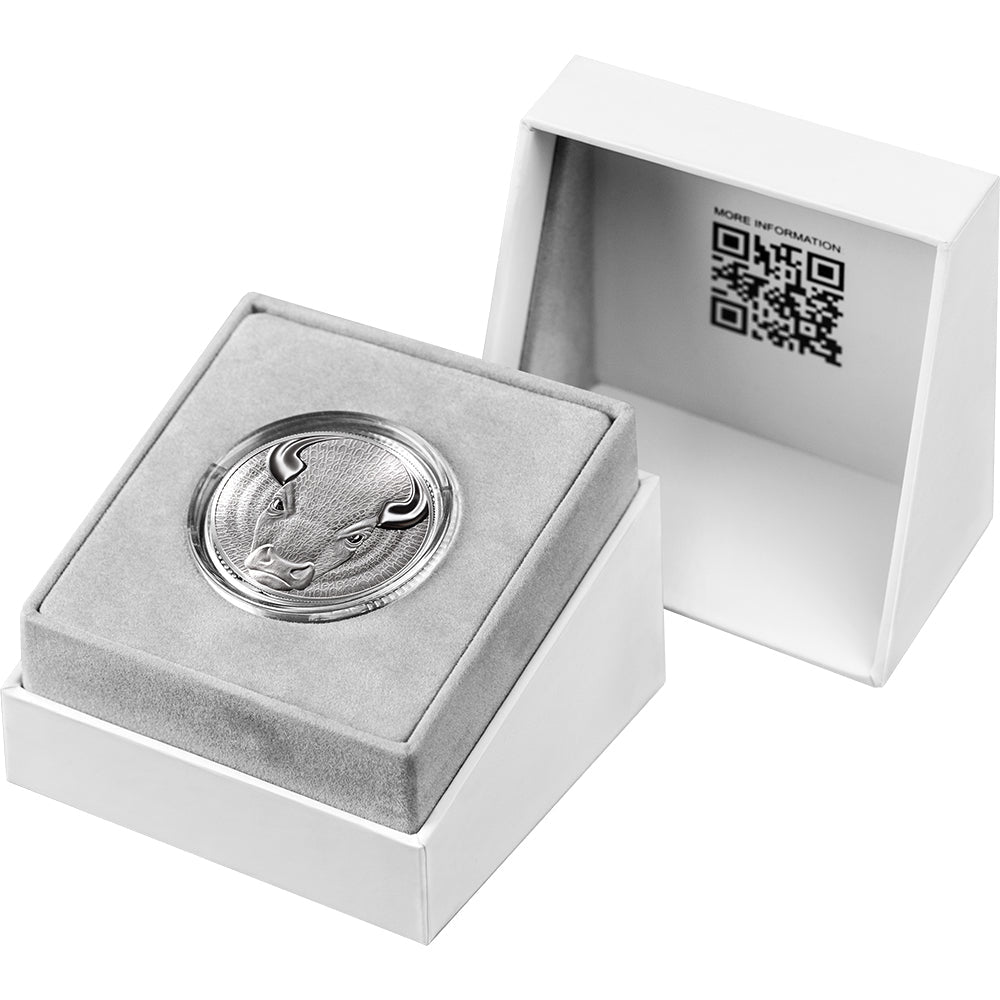 2026 Bull 1oz Silver Proof Coin - 1000 satoshi Box Open