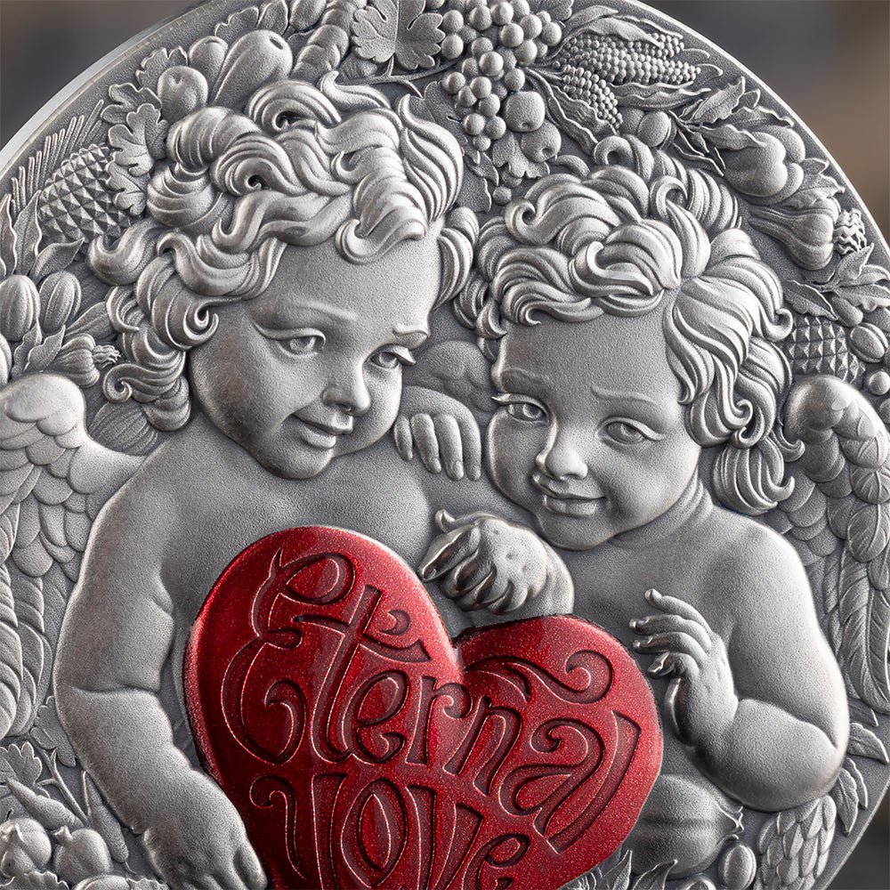 2026 Celestial Beauty - Eternal Love 1oz Silver Antique Coin Detail