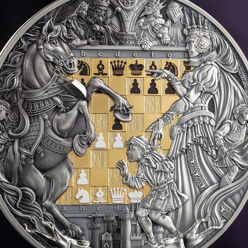 2026 Chess Battle - Queens’s Gambit 3oz Silver Coin Detail