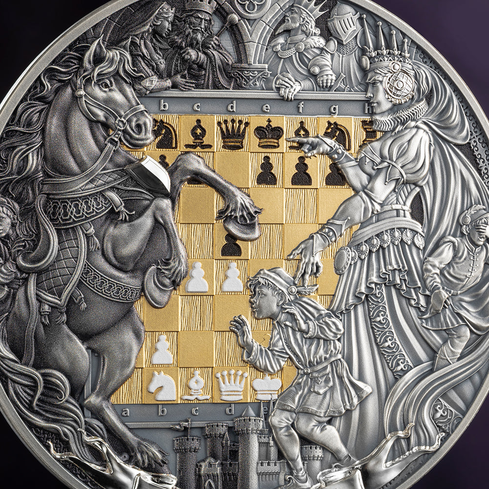 2026 Chess Battle - Queens’s Gambit 3oz Silver Coin Detail