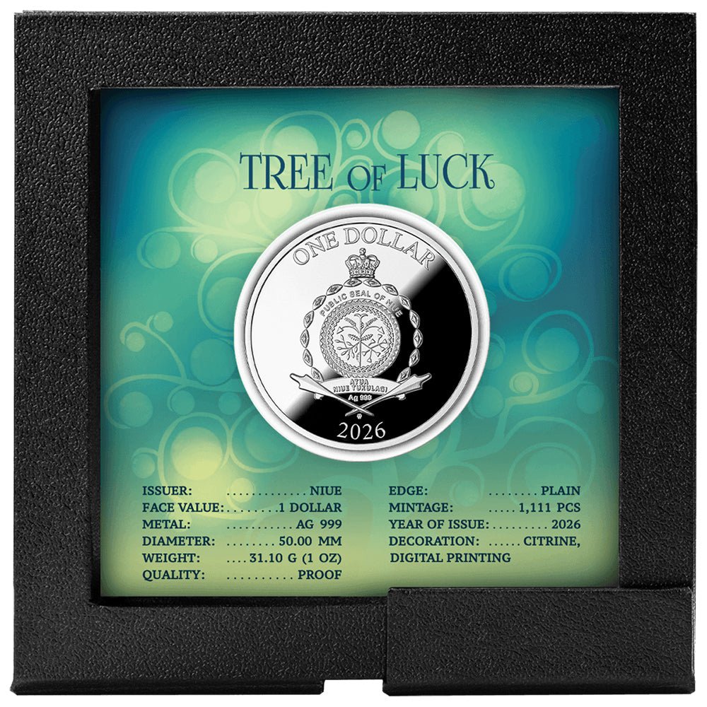 2026 Citrine Tree Of Luck 1oz Silver Proof Coin Case Back