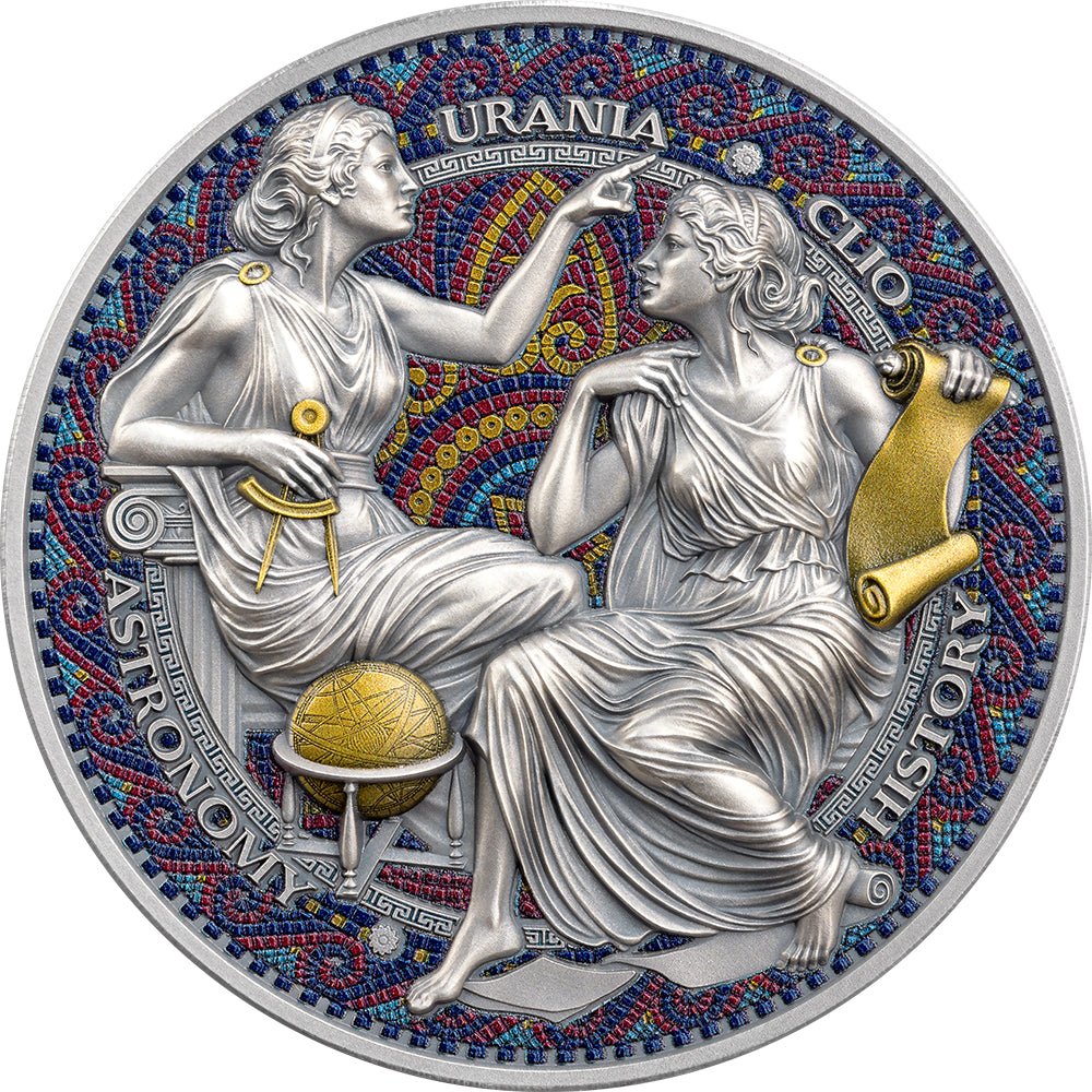 2026 Clio & Urania 2oz Silver Antique Coin