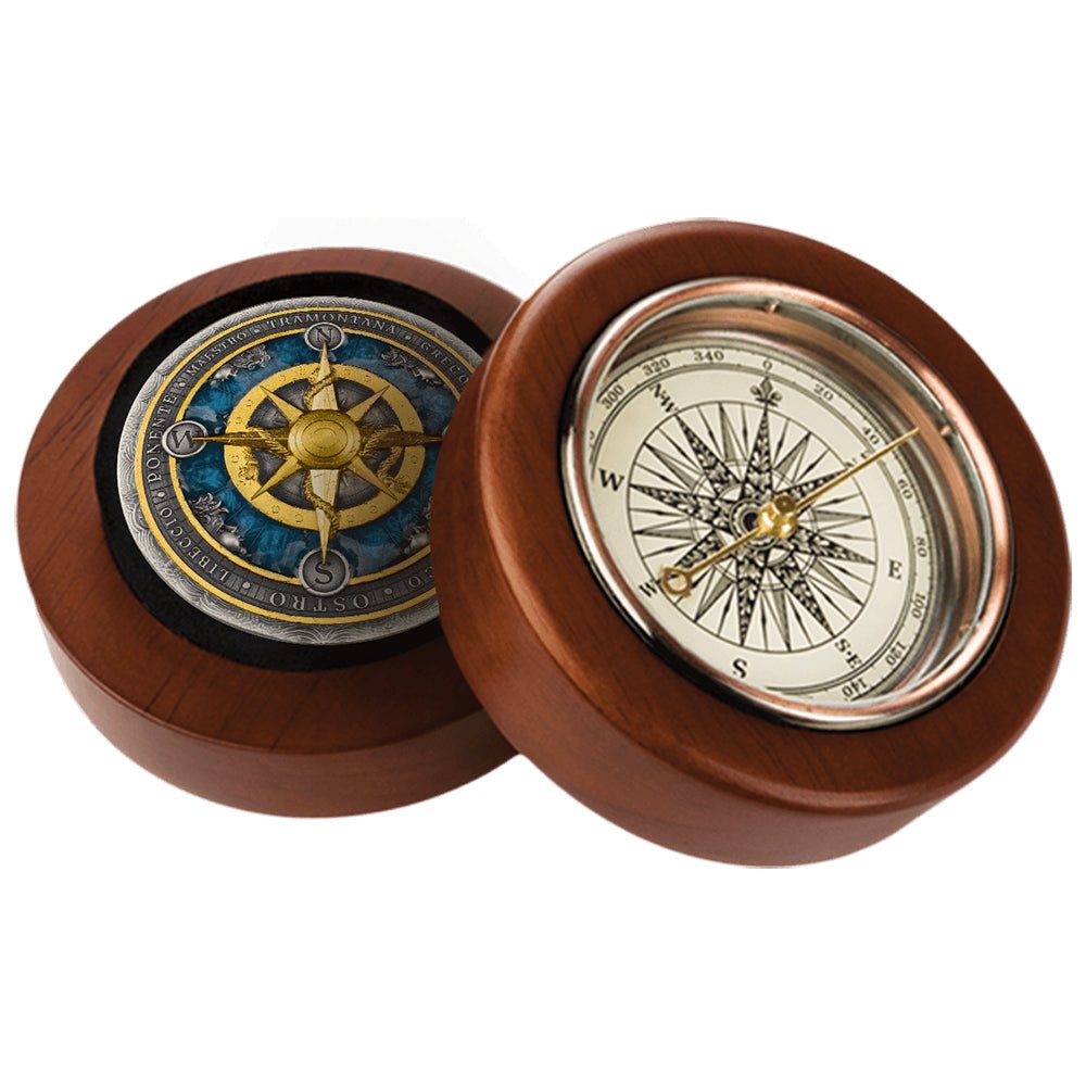 2026 Compass Rose 2oz Silver Antique Coin Case