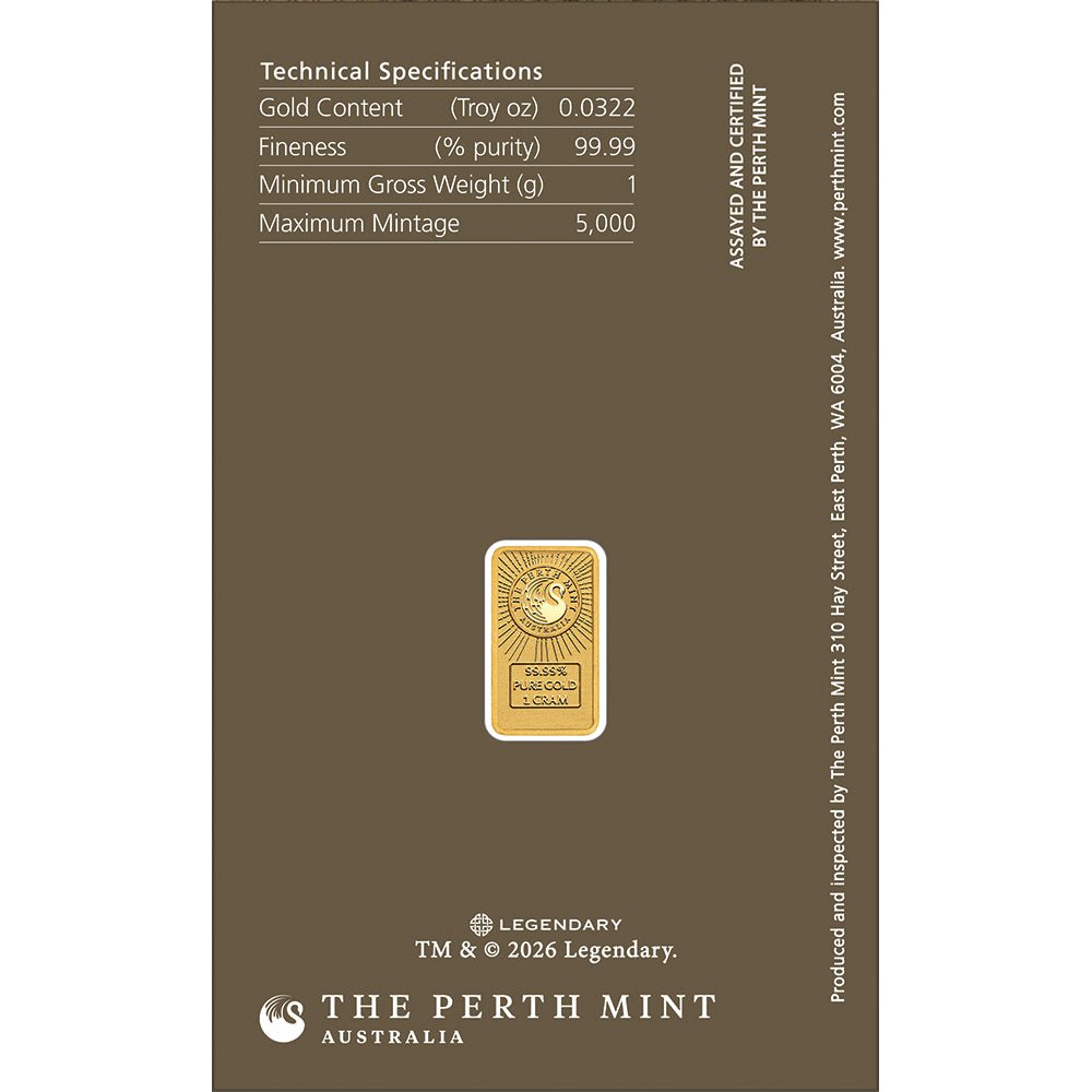 2026 DUNE 1g Gold Minted Bar In card Back