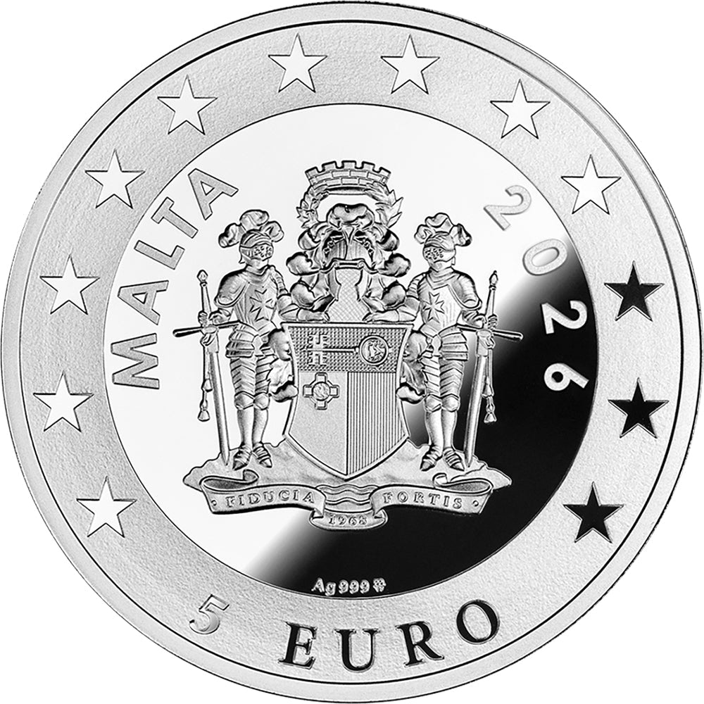 2026 €5 City Hall Clocks - Bern Astronomical Clock 1oz Silver Coin Obverse