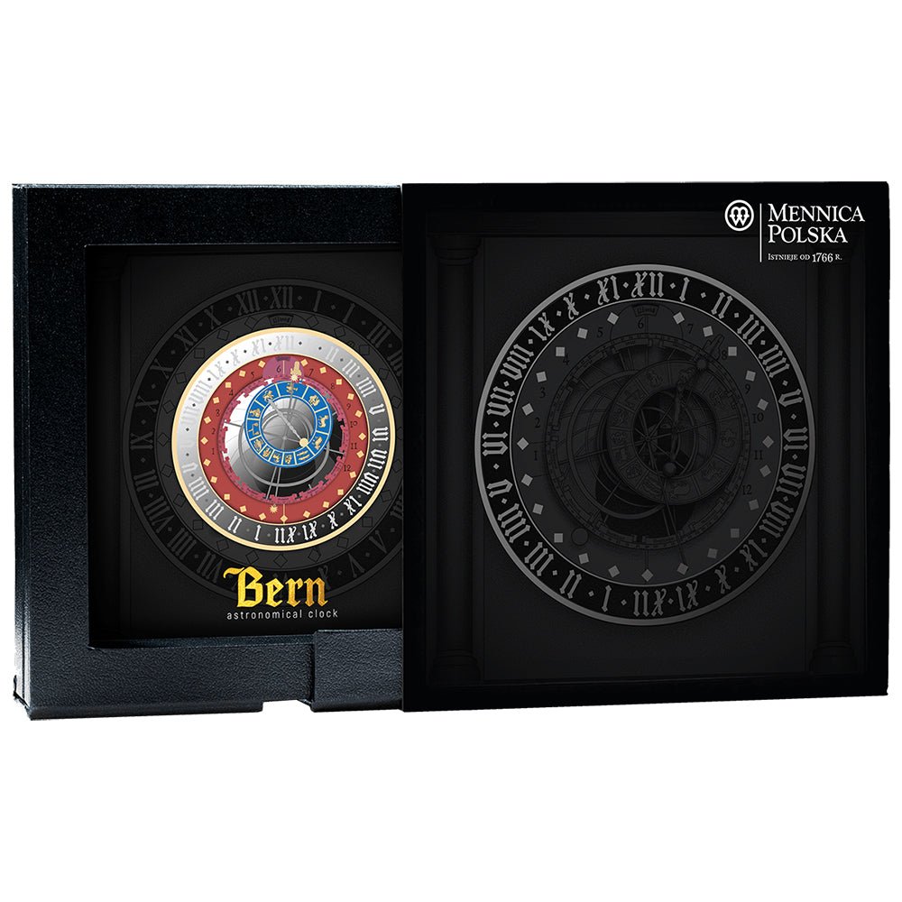2026 €5 City Hall Clocks - Bern Astronomical Clock 1oz Silver Coin Shipper